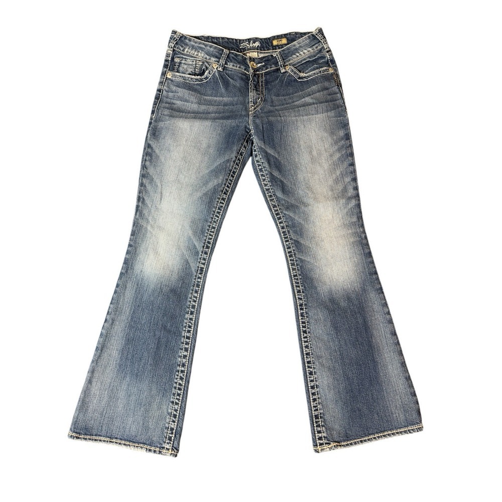 Silver Jeans Suki Mid Boot Women's Size 31x28 Blue Denim Vintage Classic Distres